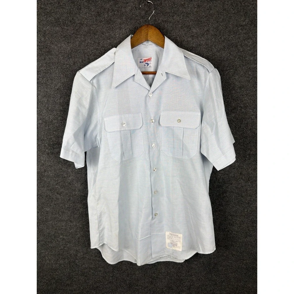Martin Mfg Co USAF The New Tapered Shirt Epaulets Military Dress Shirt 16 Blue 8